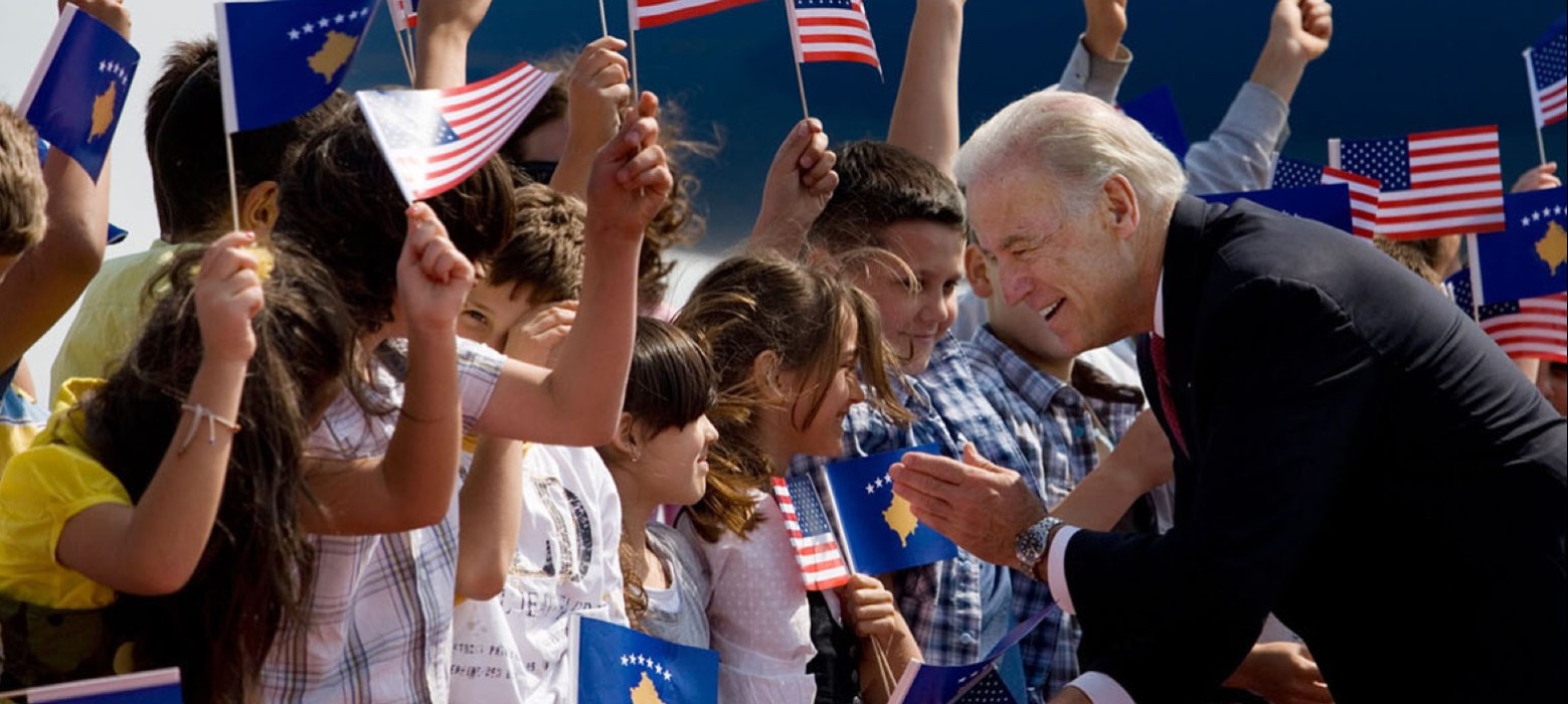 Biden greeting kids