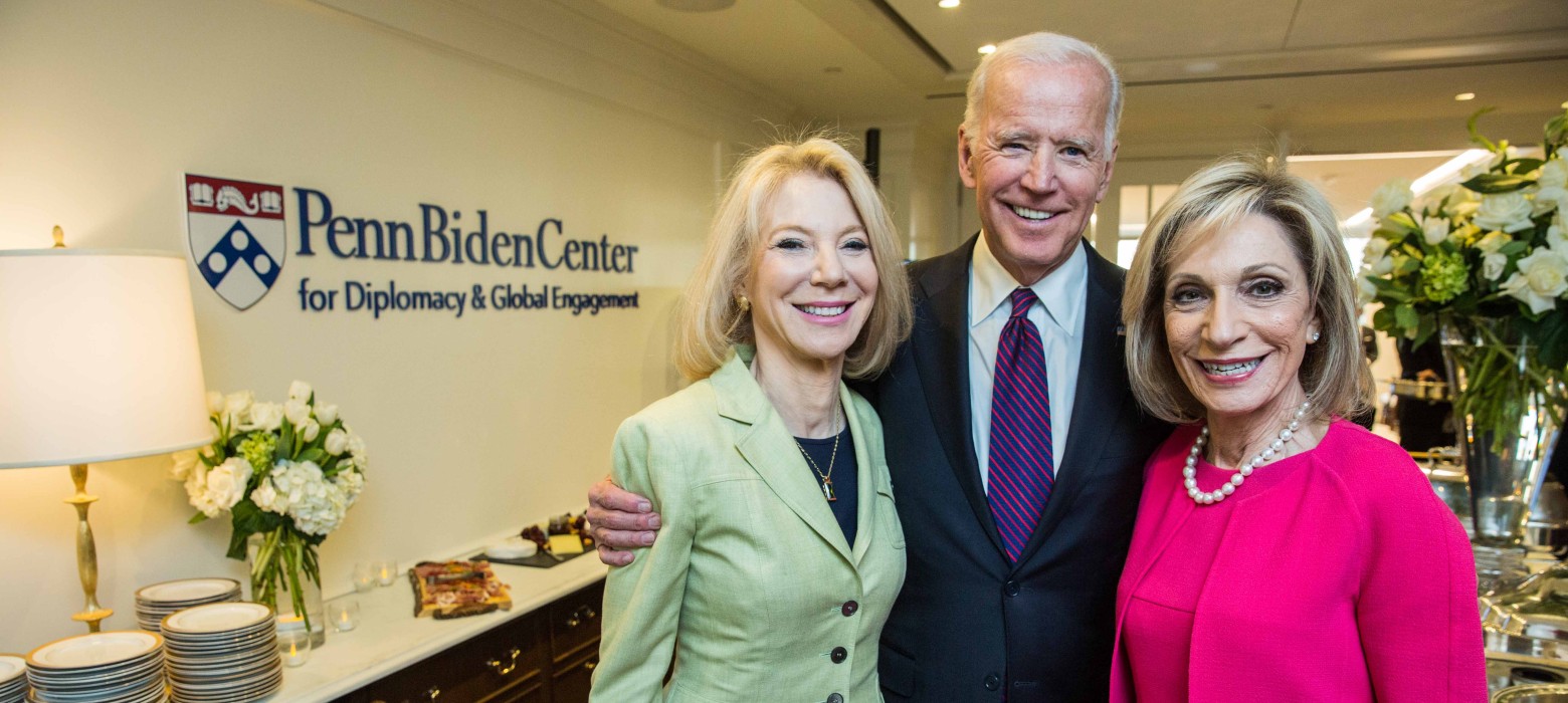 Amy Gutmann, Joe Biden and Andrea Mitchell at the Penn Biden Center