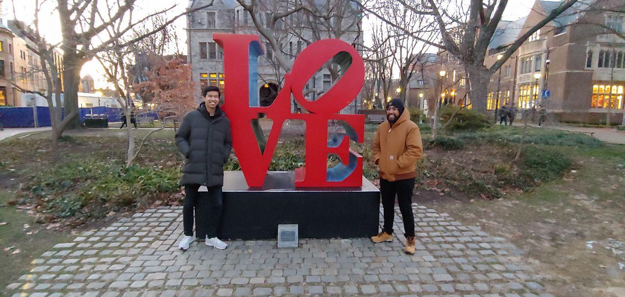 Suhaib in front of Love statue