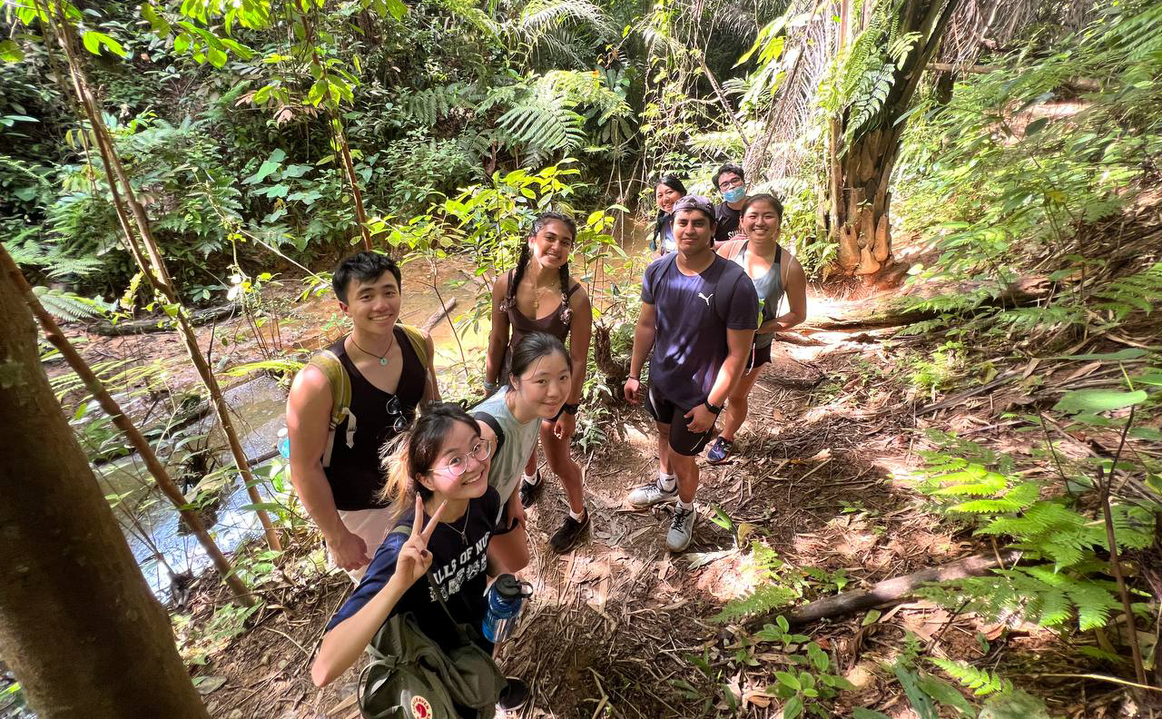 Semma on the hike with other students.