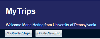 Mytrips create new trip button