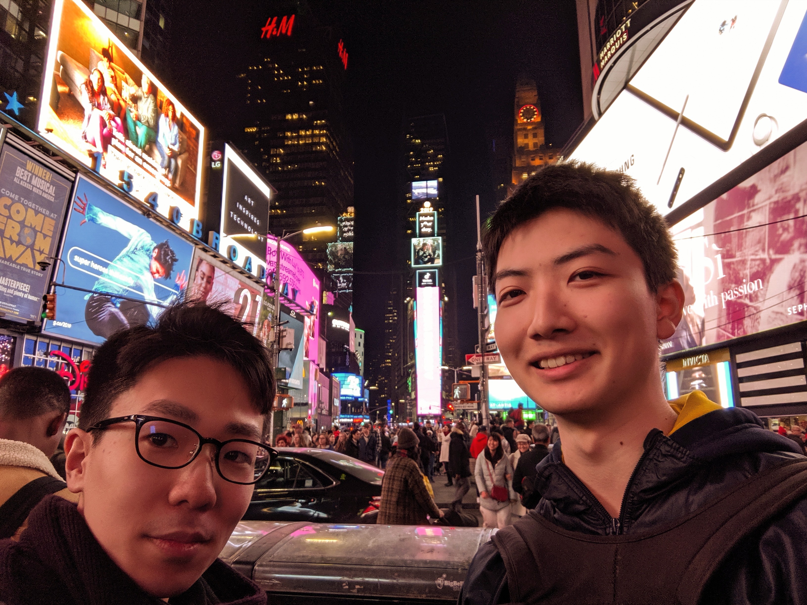 Yuto (left) with a friend in New York City