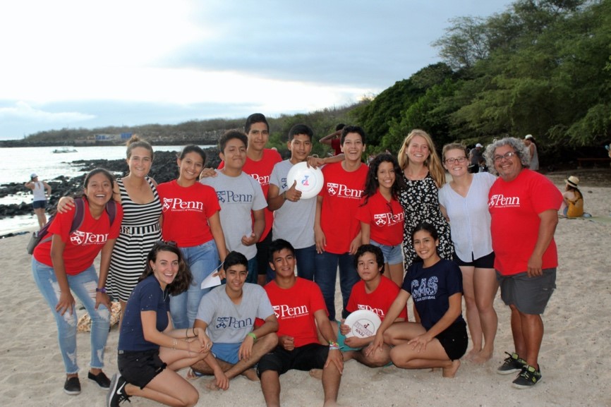 Penn students with local community members in Galapagos