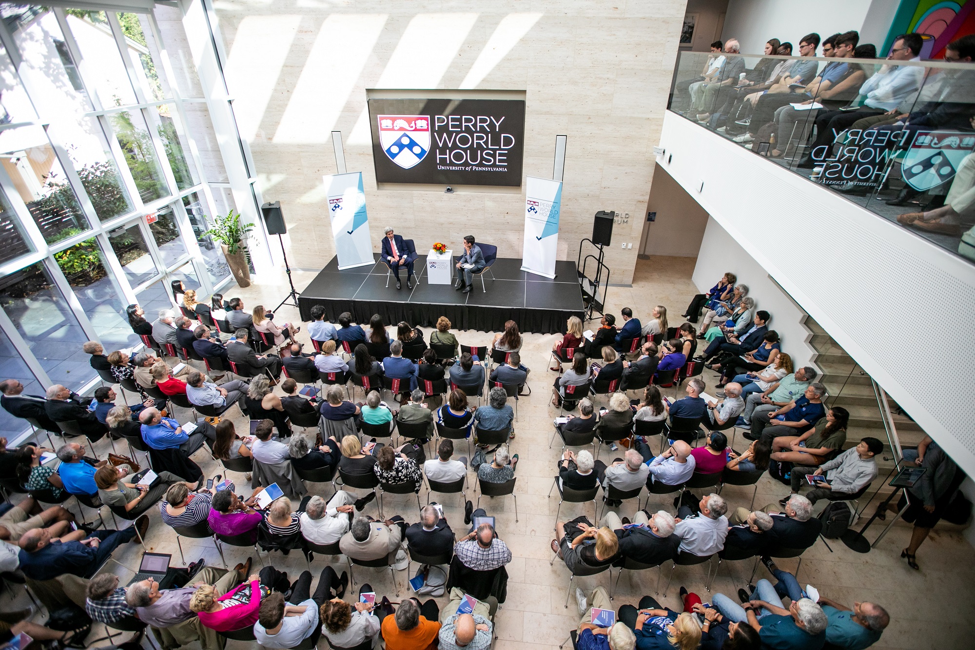 Aerial image of the audience at Secretary John Kerry's talk during the 2019 Global Order Colloquium