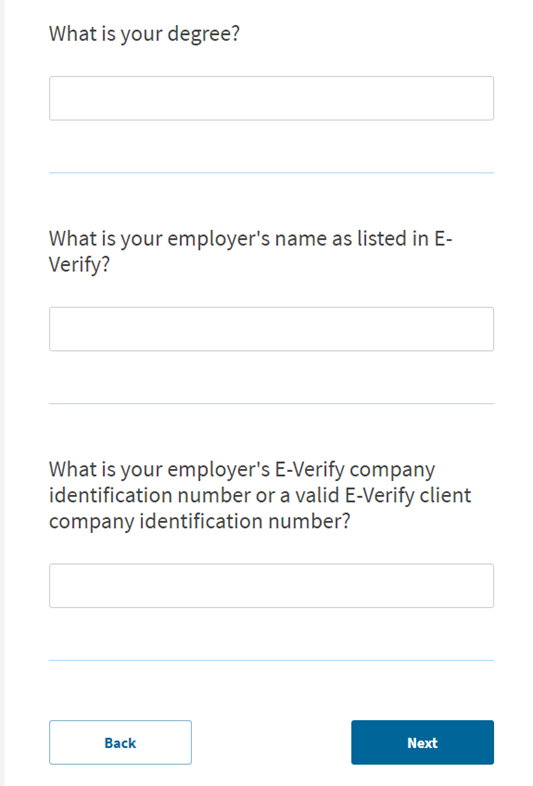 Enter your company's E-Verify information