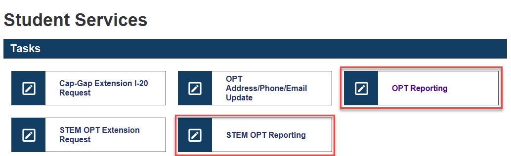 You will find the OPT and STEM OPT reporting e-forms under "Student Services" in iPenn. 