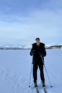 Tristan skiing