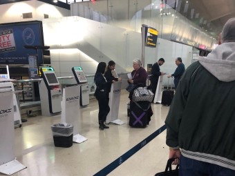 ​​​​Security interviews being conducted in the El Al terminal at Newark International Airport