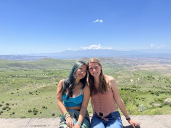 Angela with a fellow student in Armenia