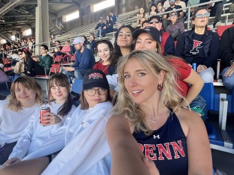 Niamh with friends at the Penn stadium.