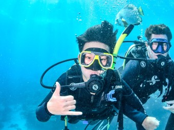 Scuba diving in the Great Barrier Reef.