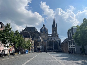 The cathedral in the center of Aachen, a center of legends about the Medieval emperor Charlemagne.
