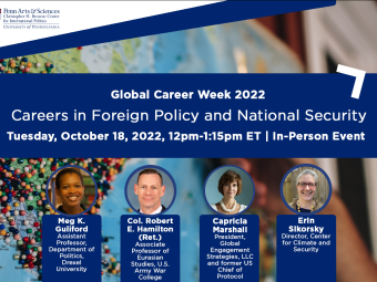 Flyer for Global Career Week event on careers in foreign policy and national security