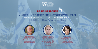 Rapid Response: Judicial Disruption and Democracy in Israel: Monday, March 13, 2023, 12:00pm - 1:00pm ET