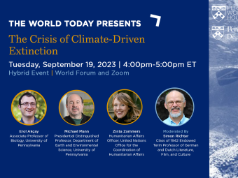 The Crisis of Climate-Driven Extinction, Tuesday, September 19, 2023, 4:00-5:00PM ET