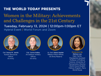 Women in the Military: Achievements and Challenges in the 21st Century. Tuesday, February 23, 2024, 12:00 - 1:00 PM ET
