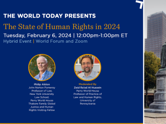 The State of Human Rights in 2024. Tuesday, February 6, 2024, 12:00pm - 1:00pm ET