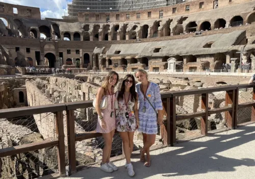 Students standing in the Colosseum 