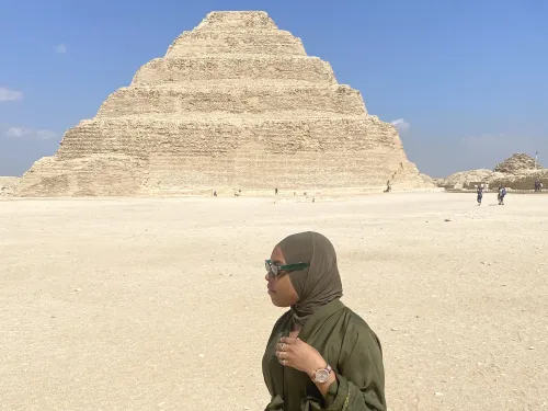 Aisha visiting a pyramid