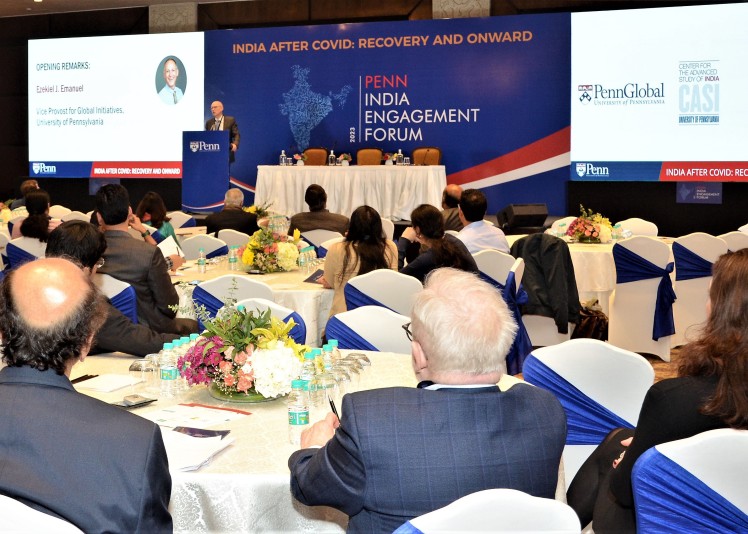 Zeke Emanuel offering opening remarks at the inaugural Penn India Engagement Forum 2023