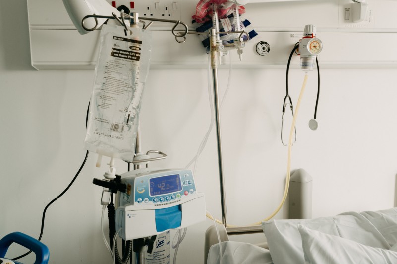 Photo of IV drip machine in a hospital room