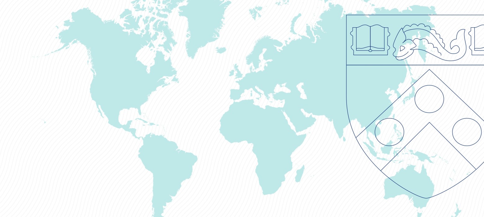 World map with Penn logo