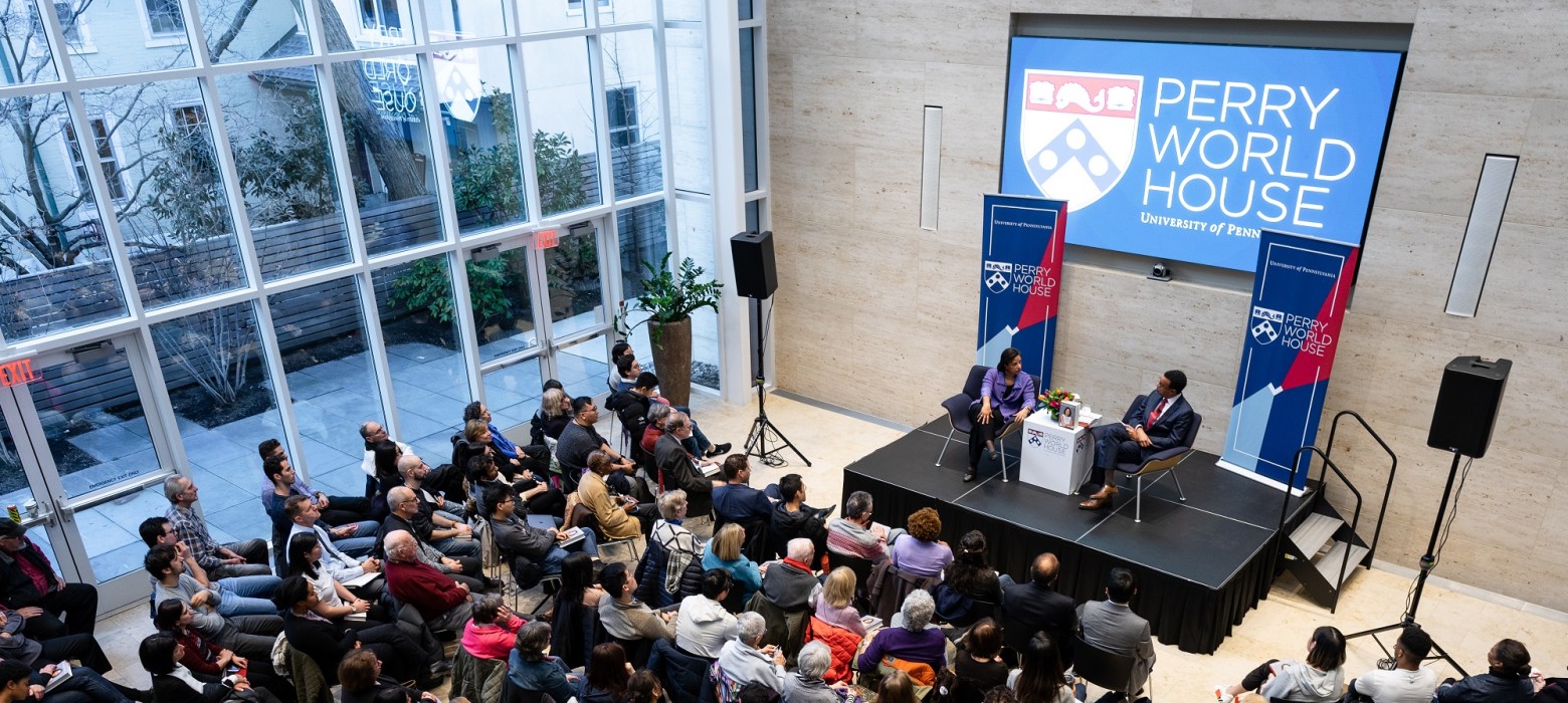 Ambassador Susan Rice discusses her memoir 'Tough Love' with Penn Provost Wendell Pritchett at Perry World House, January 2020