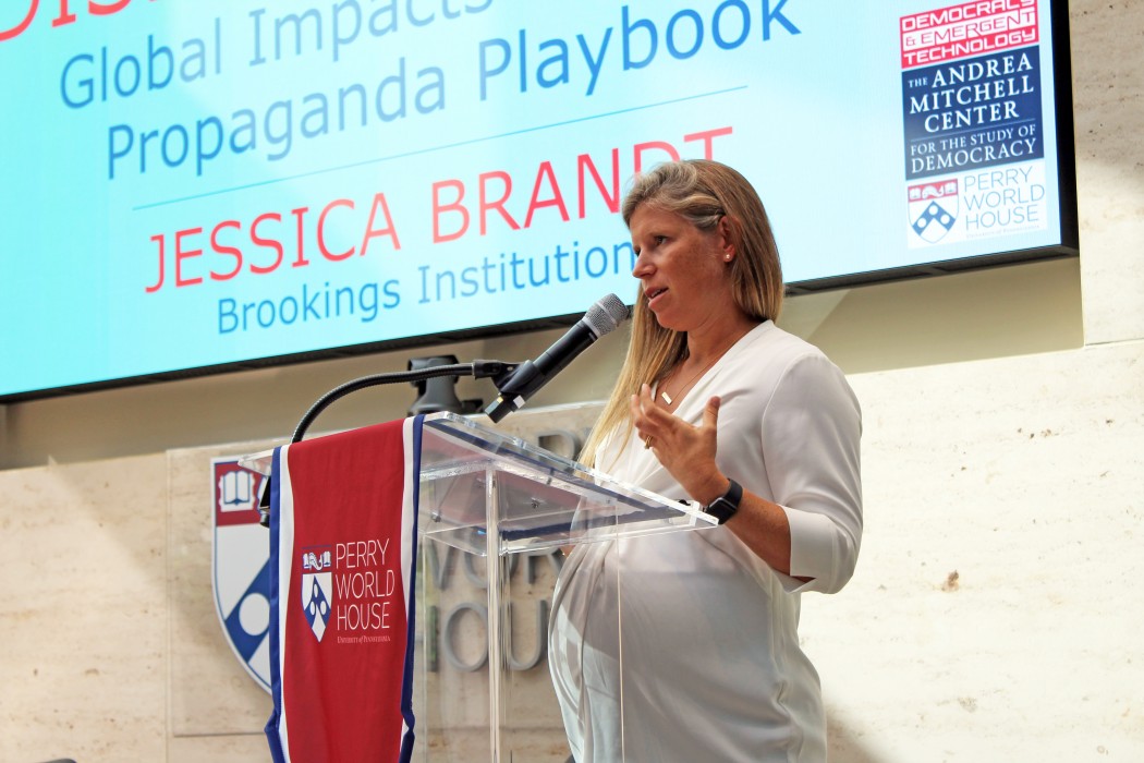 Brookings Institution's Jessica Brandt speaks at Perry World House