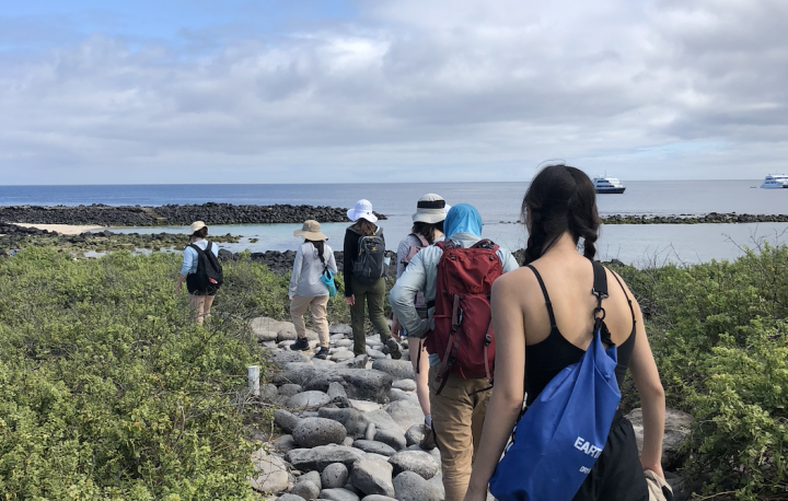 Students hiking in the Galapagos