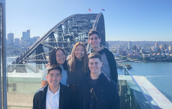 Student with other GRIP interns at Pylon Lookout over the Sydnery Harbour Bridge