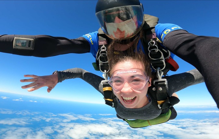 Student sky diving in Australia