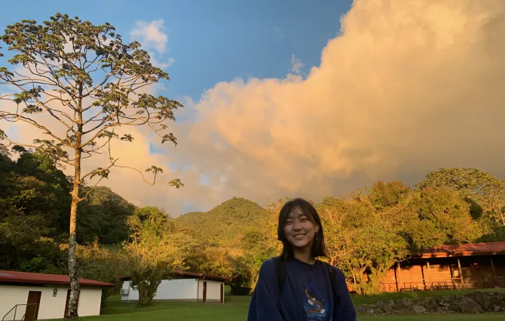 Linda Wu with rainbow in Ecuador