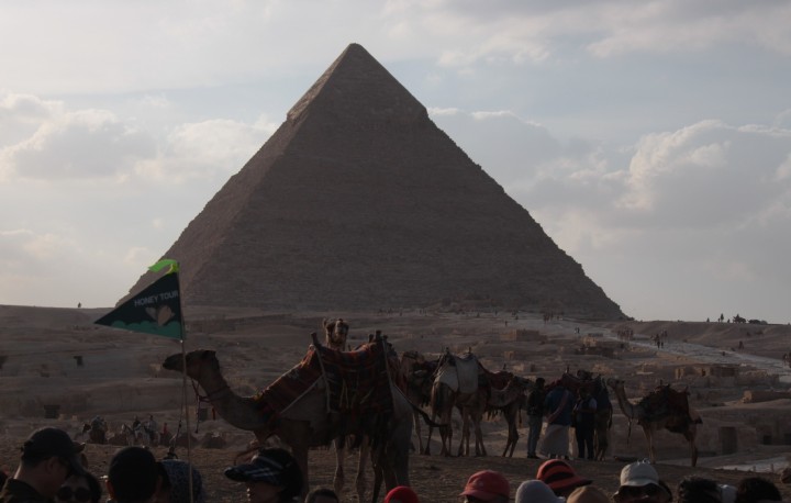 Pyramid and a camel