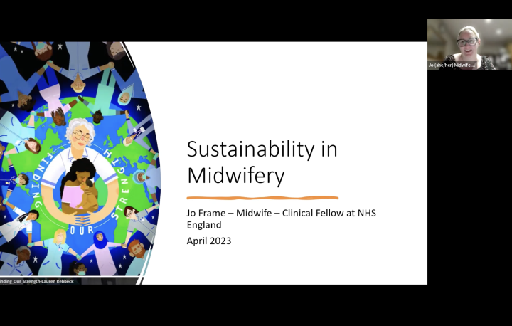 Powerpoint slide with the title 'Sustainability and Midwifery'