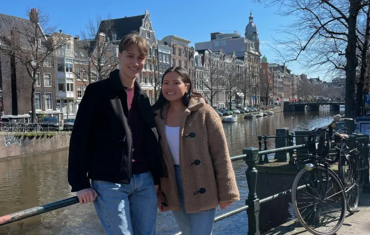 Tristan with a friend in Amsterdam