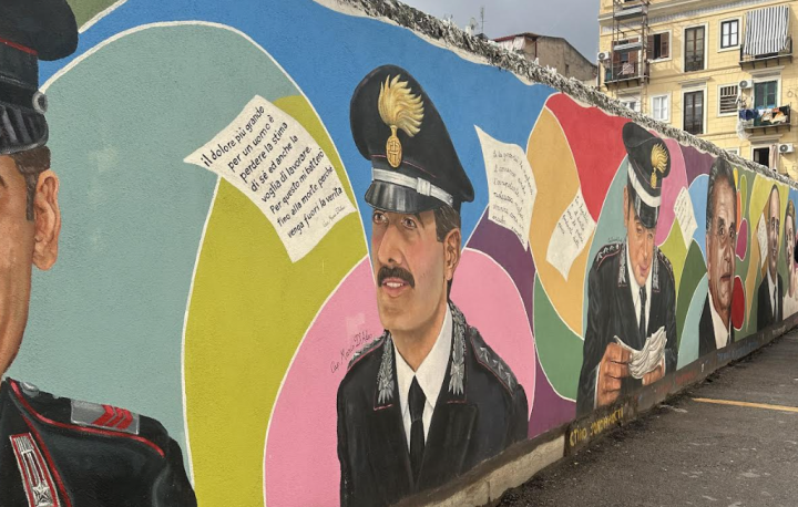 The anti-mafia memorial mural in Palermo.